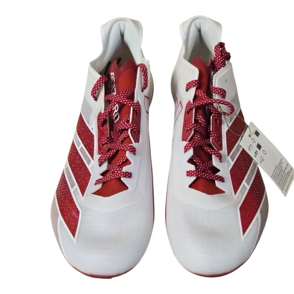 Adizero Electric+ II Men Size 11 Football Cleats White Red IE6288 Speed TPU Heel